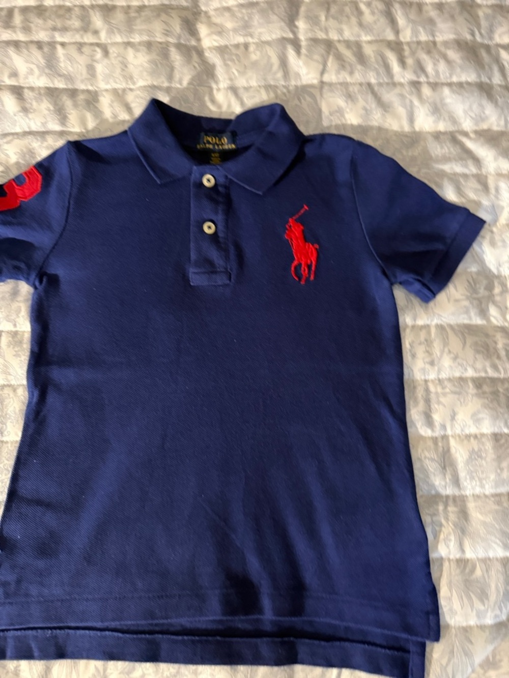 Ralph Lauren Boys Navy Polo with Red Pony Embroidery